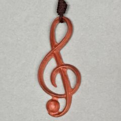 【木製】ト音記号ネックレス〈茶〉