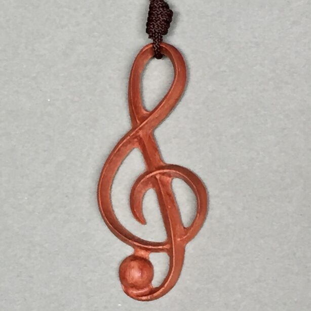 【木製】ト音記号ネックレス〈茶〉